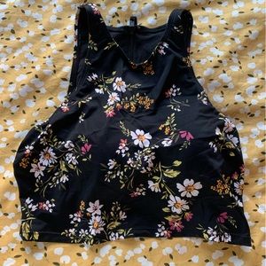 BEACH BETTY XL Black Floral High-neck Swim Top